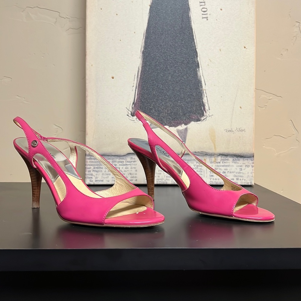 Size 7 - Michael Kors Hot Pink Patent Leather Heel Sandals